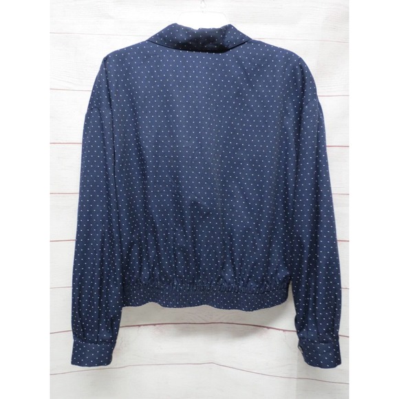 Vintage Size 12 Large Counterparts Navy Blue White Polka Dot Jacket Blazer - Picture 4 of 6